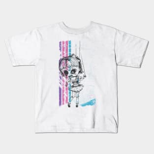 Creepy Puppet Girl Kids T-Shirt